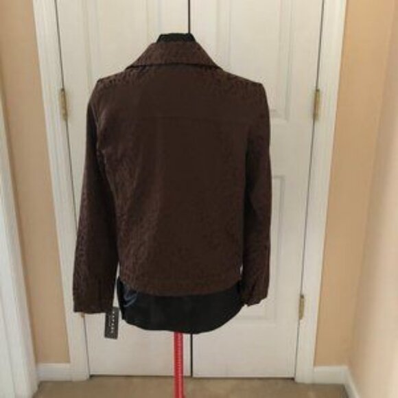 Rafael Sport Brownon Brown Leopard Print Lined Jeans Jacket  Size Small NWT - Picture 2 of 9